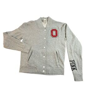 Pink Victoria's Secret Ohio State Buckeyes Varsity Jacket Gray Small Sequin Logo